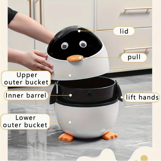 Peng-Waste Master - Pinguïn Pedaalemmer Prullenbak - 9.84L 😄🐧
