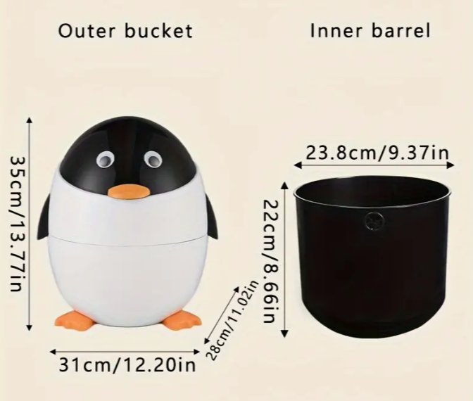 Peng-Waste Master - Pinguïn Pedaalemmer Prullenbak - 9.84L 😄🐧