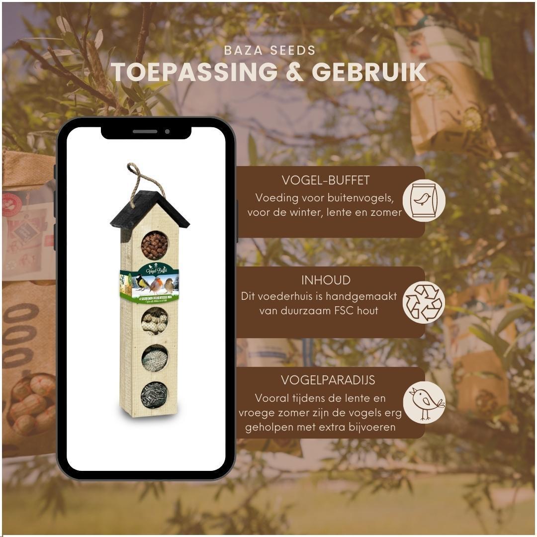 Bird-Buffet | Grote Chaletvoederbak Vogelhuis Inclusief 500 Gram Voeding
