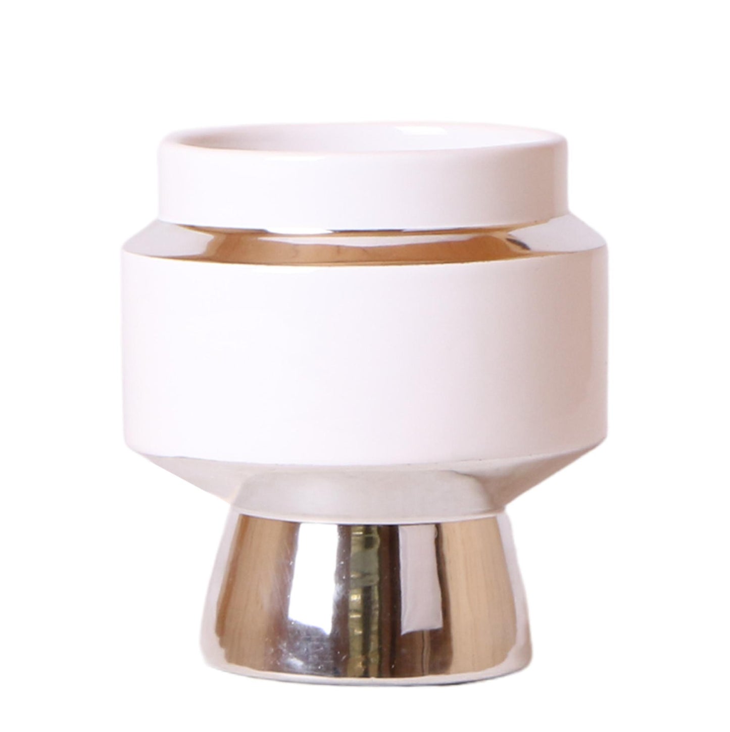 Le Chic bloempot - Witte keramieken sierpot met gouden of zilveren details - Potmaat Ø9cm