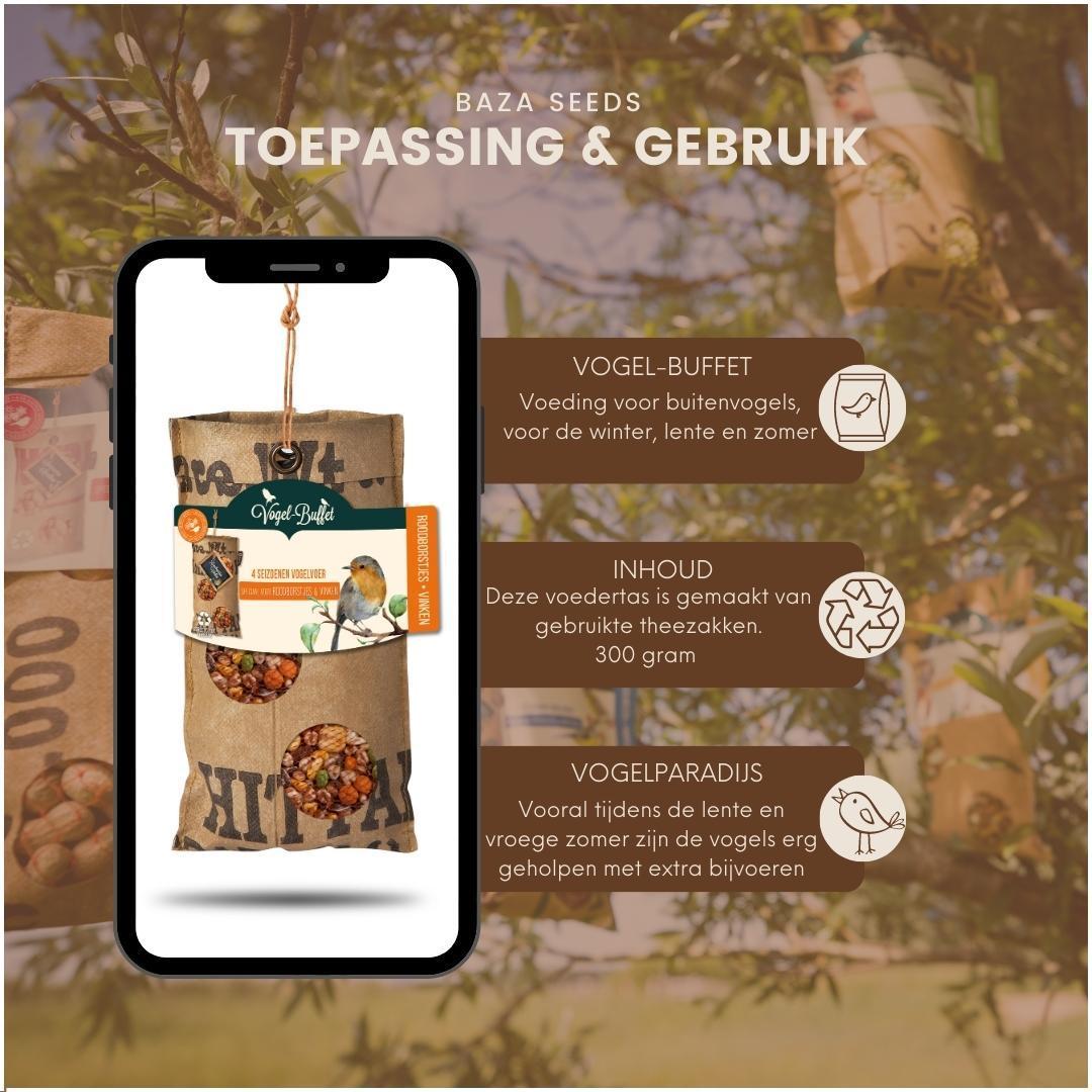 Bird-buffet | Rags feeder | Roodboorstjes & Vinken - 300 gram
