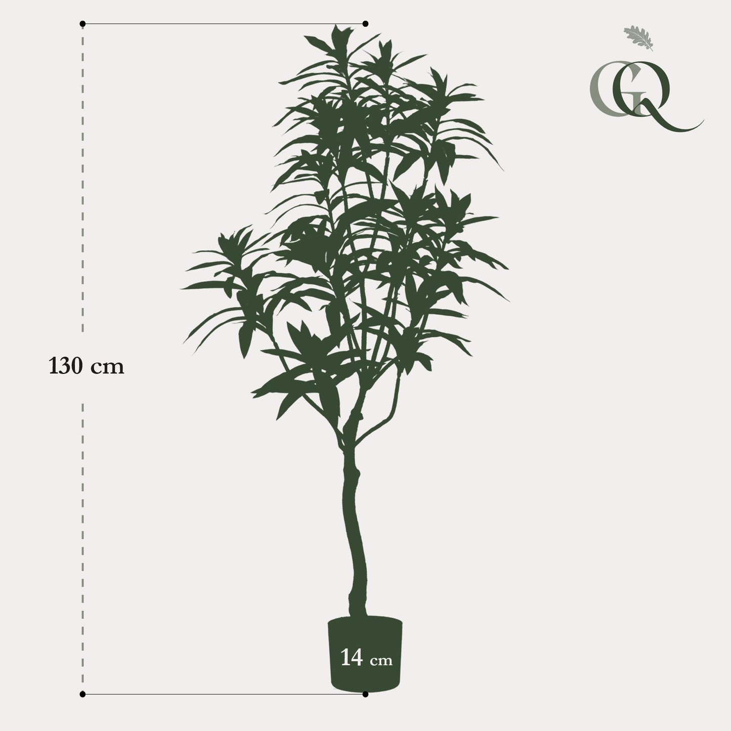 Kunstplant - Dracaena - Drakenboom - Hoogte ↕130cm