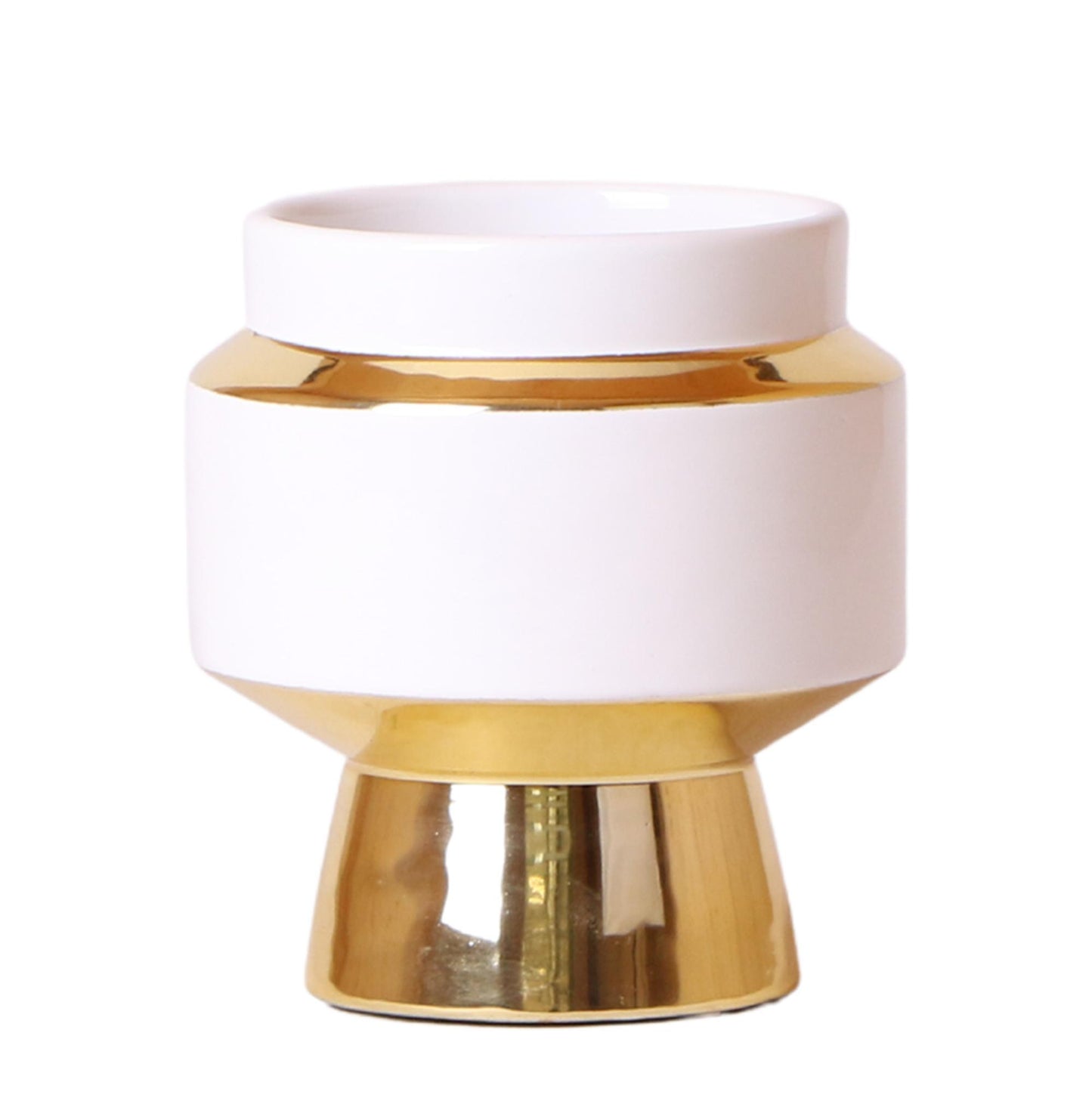 Le Chic bloempot - Witte keramieken sierpot met gouden of zilveren details - Potmaat Ø9cm