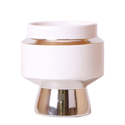 Le Chic bloempot - Witte keramieken sierpot met gouden of zilveren details - Potmaat Ø9cm