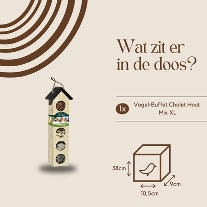 Bird-Buffet | Grote Chaletvoederbak Vogelhuis Inclusief 500 Gram Voeding